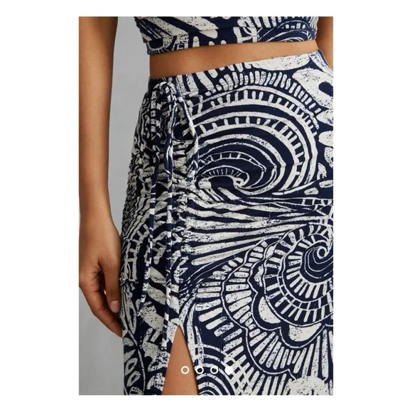 NWOT Anthropologie Floral Halter Top & Skirt Set in Blue & White  Size Small - Picture 6 of 10